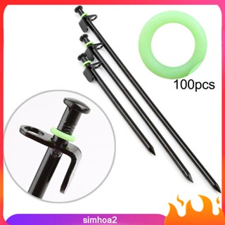 [Simhoa2] 100Pcs Tent Stake Rings Canopy Nail Rings Luminous 15mm Fluorescent Glow in The