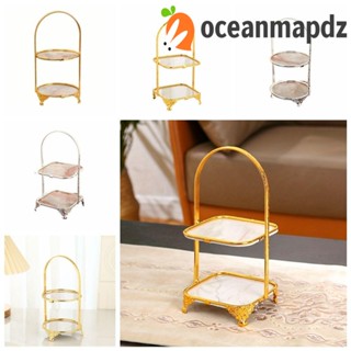 Oceanmapdz ถาดเหล็ก ทรงสี่เหลี่ยม สองชั้น สําหรับใส่ผลไม้ ขนมหวาน เค้กวันเกิด