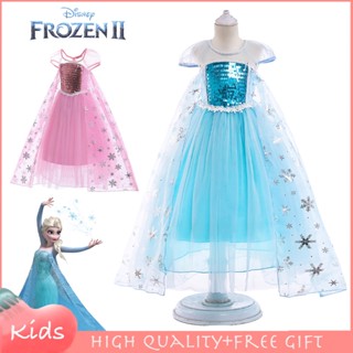 ชุดเดรสเจ้าหญิงเอลซ่า แขนสั้น ลาย Frozen Pink Blue TUTU สําหรับเด็ก