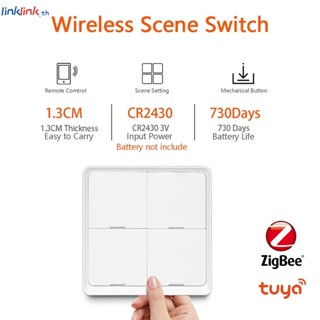 Tuya Smart ZigBee สติกเกอร์ไร้สาย 4 ทาง ไม่ต้องเดินสาย