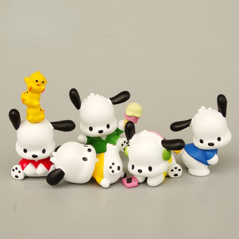 5 ชิ้น/เซ็ต Kawaii รุ่น Q การ์ตูนลูกสุนัข PVC ตัวเลข,น่ารัก Mini สัตว์ Figurines เดสก์ท็อปเครื่องประดับเค้กตกแต่งเด็กของขวัญของเล่น
