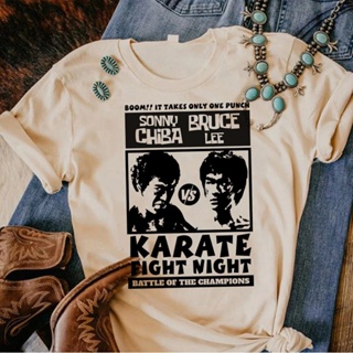 เสื้อยืด พิมพ์ลายการ์ตูน Bruce Lee ตลก สําหรับผู้หญิง