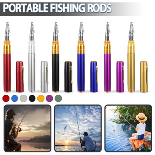 Portable Pocket Mini Folding Aluminum Pen-Shape Fishing Rod w/ Reel Wheel