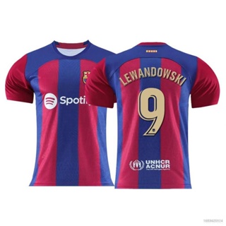 เสื้อยืดแขนสั้น ลายทีมชาติฟุตบอล Barcelona Lewandowski NP2 23 24 ชุดเหย้า พลัสไซซ์ PN2