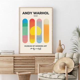 Andy Warhol Sunset โปสเตอร์ภาพวาดผ้าใบ สีสันสดใส สไตล์นอร์ดิก โมเดิร์น สําหรับตกแต่งผนังบ้าน 0711