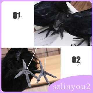 [szlinyou2] อีกานกประดิษฐ์ สีดํา สําหรับตกแต่งปาร์ตี้ฮาโลวีน