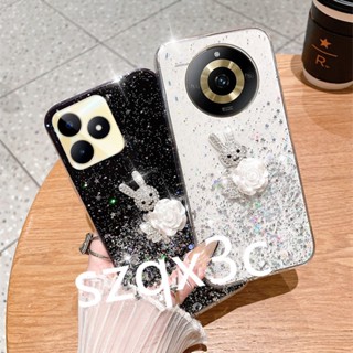 ใหม่ เคสโทรศัพท์มือถือ ซิลิโคนนิ่ม ปิดด้านหลัง ลายกระต่ายน่ารัก แต่งกลิตเตอร์ สําหรับ Realme 11 Pro+ 10 Pro 5G Coca-Cola Edition C53 C55 NFC 4G 2023