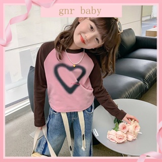 🍓GNR BABY🫐เสื้อยืดแขนยาว พิมพ์ลาย สไตล์เกาหลี แฟชั่นฤดูใบไม้ผลิ และฤดูใบไม้ร่วง สําหรับเด็กผู้หญิง อายุ 3-12 ปี