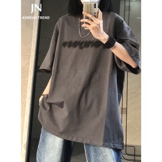 JN Studio 美式复古宽松T恤女夏纯棉新款半袖休闲印花oversize短袖体恤欧货 ทันสมัย Comfortable Unique พิเศษ A99J0NS 36Z230909