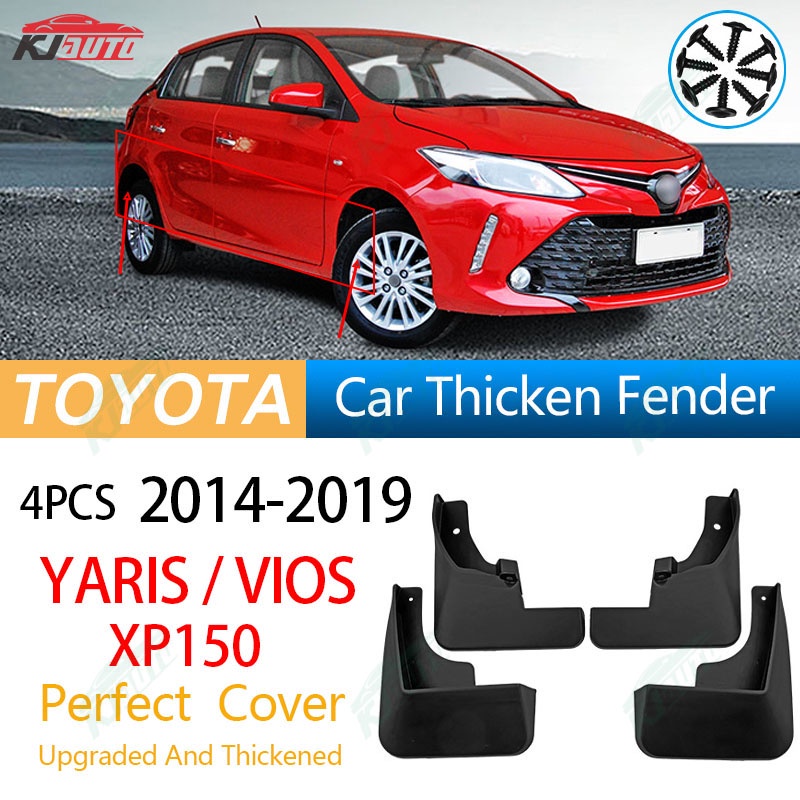 【หนาและอัพเกรด】บังโคลนรถยนต์ อุปกรณ์เสริม สําหรับ Toyota Yaris XP150 Vios 2014-2019 4 ชิ้น