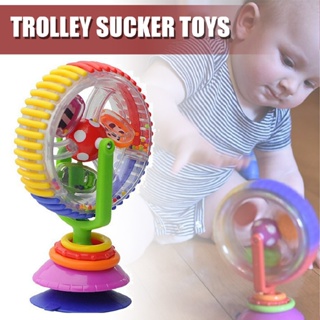 Infant Kid Toys Rainbow Ferris Wheel Rattle Clanking Suction High Chair Toy Gift