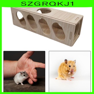 [szgrqkj1] ของเล่นอุโมงค์ไม้ 9.8x3.5x3.5 นิ้ว อเนกประสงค์ สําหรับหนูแฮมสเตอร์