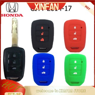 Xinfan เคสกุญแจรีโมทรถยนต์ Honda City 2014 รุ่น 3 ปุ่ม เคสซิลิโคน สําหรับรีโมทรถยนต์ ป้องกันรอยขีดข่วน เคสกุญแจซิลิโคน กันกระแทก ยางหนานุ่ม สีสวย