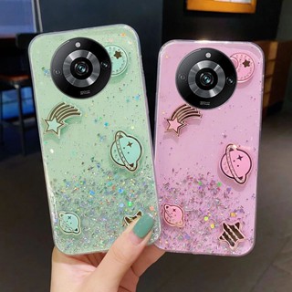 เคสโทรศัพท์มือถือแบบนิ่ม TPU ใส แต่งกลิตเตอร์ดาวอวกาศ สําหรับ Realme 11 Pro Plus Pro+ 5G