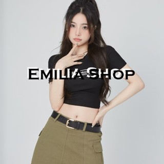 EMILIA SHOP  ครอป เสื้อยืดผู้หญิง สไตล์เกาหลี  สวย สไตล์เกาหลี Korean Style Comfortable A99J1DQ 36Z230909