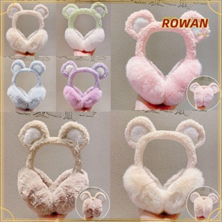 Rowans ที่ปิดหูกันหนาว ผ้ากํามะหยี่ขนนิ่ม ทรงกลม พับได้ สําหรับเด็กผู้ชาย และเด็กผู้หญิง