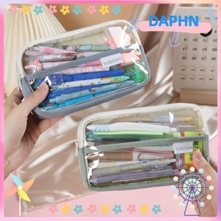 Daphs กระเป๋าเครื่องเขียน กระเป๋าดินสอ ผ้าแคนวาส PVC ใส มีซิป จุของได้เยอะ หลายชั้น สําหรับนักเรียน