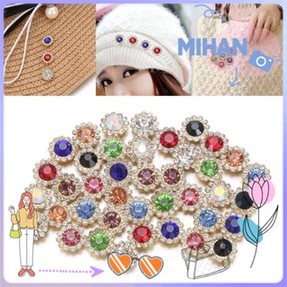 Mihan กระดุมคริสตัลรูปดอกไม้สําหรับตกแต่งเสื้อผ้า 10 ชิ้น