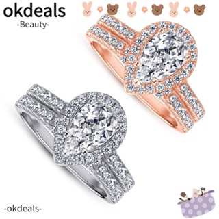 Okdeals แหวนแฟชั่น รูปหยดน้ํา คุณภาพสูง ของขวัญวันเกิด