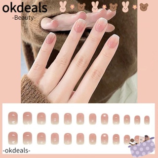 OKDEALS เล็บปลอม แต่งไล่โทนสี แบบเต็มรูปแบบ ถอดออกได้ แฟชั่นสําหรับผู้หญิง จํานวน 24 ชิ้น ต่อกล่อง