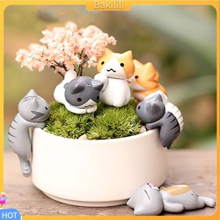 [Bakilili] ตุ๊กตาแมวน่ารัก พลาสติก สําหรับตกแต่งสวน ภูมิทัศน์ ขนาดเล็ก 6 ชิ้น