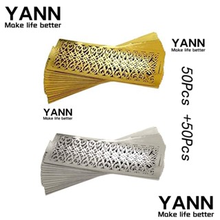 Yann1 แหวนฟอยล์กระดาษเช็ดปาก ทรงกลม สีเงิน พรีเมี่ยม สีทอง สําหรับร้านอาหาร โต๊ะอาหาร 100 ชิ้น