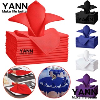 Yann ผ้าเช็ดปาก ผ้าลินิน แบบนิ่ม ซักทําความสะอาดได้ สีแดง สําหรับงานแต่งงาน งานเลี้ยง โรงแรม