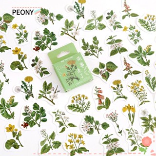 Peony สติ๊กเกอร์ลายดอกไม้ผีเสื้อดวงจันทร์สําหรับตกแต่งสมุดภาพ 46ชิ้น/กล่อง Diy