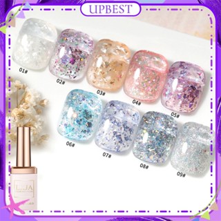 ♕ Lkja Macaron Series Nail Polish Gel Ice Translucent Super Flash Sequins Phototherapy Glue Nail Art For Nail Shop 15ml 9 Designs UPBEST