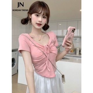 JN Studio  เสื้อยืด ครอป เสื้อยืดผู้หญิง สไตล์เกาหลี  Beautiful Korean Style fashion Stylish A29J235 36Z230909