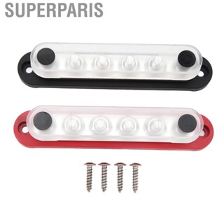 Superparis Terminal Distribution Block  12V-48V 6 X 5/16in Studs Bus Bar Round Corner Base for Vehicle Car