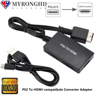 Myronghd PS2 To HDMI อะแดปเตอร์ 1080P PC โหมดเกม สําหรับ PS1 2 3