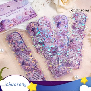 Chunrong สติกเกอร์ฟิล์มกระจก ลายดอกไม้ มีกาวในตัว ลอกออกได้ สําหรับติดตกแต่งสมุดภาพ 5 ชิ้น ต่อถุง