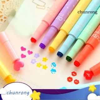 Chunrong แสตมป์ปากกามาร์กเกอร์ สีแคนดี้น่ารัก สร้างสรรค์ เครื่องเขียน 6 ชิ้น