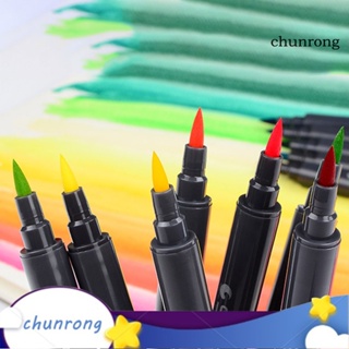 Chunrong แปรงปากกามาร์กเกอร์ หมึกสีน้ํา 2 หัว 12 24 สี สําหรับวาดตัวอักษร