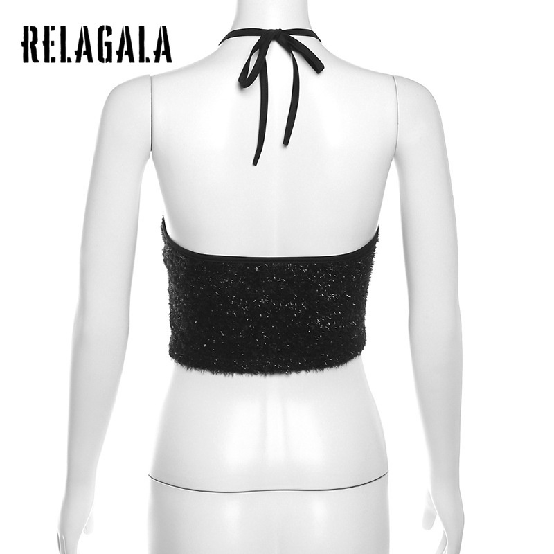 RelaGala Womens New Street Fashion Casual Neck Halter Slim สีทึบอเนกประสงค์แขนกุด Crop Top ราคา ถูกที่สุด ดีลบีเคเค แกลเลอรีภาพที่ 7