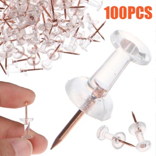 New 100pcs Transparent Rose Gold Push Pins Thumb Board Pins Drawing Wall Tacks