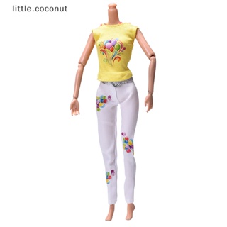 [little.coconut] เสื้อกั๊ก สีเหลือง และกางเกง สีขาว สําหรับตุ๊กตาบาร์บี้ 2 ชิ้น ต่อชุด