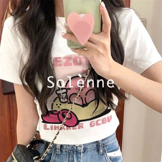 Solenne  เสื้อครอป เสื้อยืดผู้หญิง ครอป baby tee สาวเรโทร 2023 NEW Style สวยงาม ทันสมัย Korean Style ทันสมัย A99J51M 36Z230909