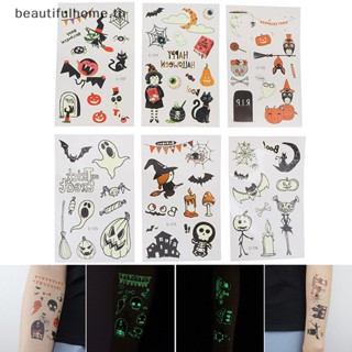 ｛Halloween Decor｝สติกเกอร์รอยสักชั่วคราว ลายฮาโลวีน เรืองแสง ~