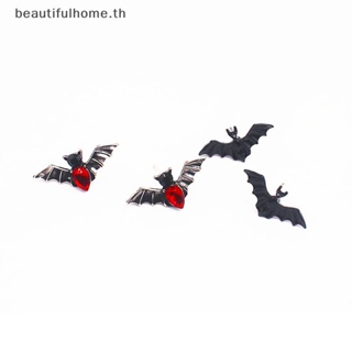 ｛Halloween Decor｝ต่างหูสตั๊ด รูปค้างคาว ประดับคริสตัล สีแดง สไตล์พังก์ โบราณ เครื่องประดับ สําหรับปาร์ตี้