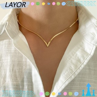Lay โซ่งูทองเหลือง รูปตัว V น้ําหนักเบา เครื่องประดับ สําหรับผู้ชาย และผู้หญิง