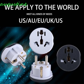 Augustine อะแดปเตอร์ปลั๊กไฟ ทรงกลม 16A 250V 2 ขา AU UK CN US เป็น EU คุณภาพสูง