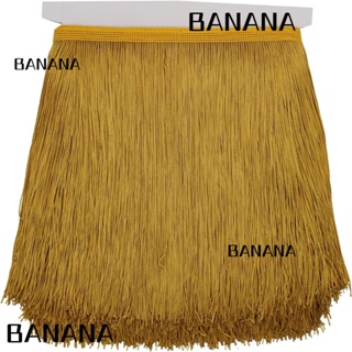 Banana1 ขอบผ้าโพลีเอสเตอร์ แต่งพู่ สีทอง สําหรับตกแต่งเสื้อผ้า DIY