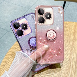 เคสโทรศัพท์มือถือ TPU นิ่ม กันกระแทก ลายดอกกุหลาบ ประดับพลอยเทียม สําหรับ Realme C53 C55