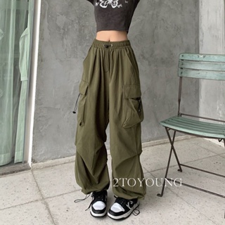 2TOYOUNG  กางเกงขายาว คาร์โก้ กางเกง เชือกอเมริกันคลาสิค Cargo pants 2023 NEW 073126 ทันสมัย Comfortable ins คุณภาพสูง A20M06K 36Z230909