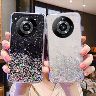 พร้อมส่ง เคสโทรศัพท์มือถือ ซิลิโคนนุ่ม TPU ใส แต่งกลิตเตอร์ดาว สําหรับ Realme 11 Pro Plus Pro+ 5G