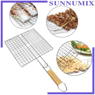 [Sunnimix] ตะแกรงย่างบาร์บีคิว แบบไม่ติด พร้อมที่จับ อุปกรณ์เสริม สําหรับย่างบาร์บีคิว สเต็ก ปิกนิก