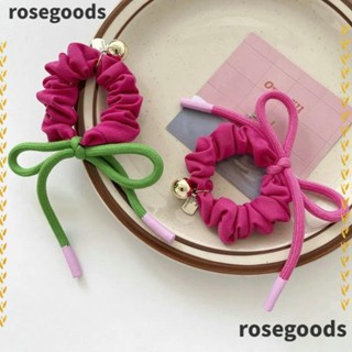 Rosegoods1 ยางรัดผม ผ้าฝ้าย ยืดหยุ่นสูง สีชมพู ใช้ซ้ําได้ เหมาะกับฤดูร้อน