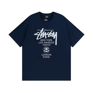 [พร้อมส่ง] Stussy100% เสื้อยืดคอกลม แขนสั้น พิมพ์ลายโลโก้ ทรงหลวม ใส่สบาย แฟชั่น สําหรับทุกเพศ